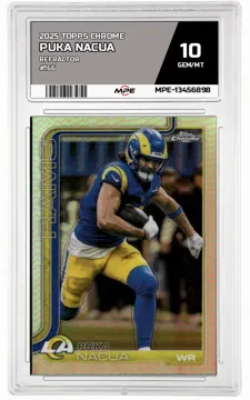 2025 TOPPS CHROME REFRACTOR #166 PUKA NACUA MPE 10 GEM/MT — graded card up for auction