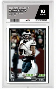 2026 TOPPS FLAGSHIP 35TH ANNIVERSARY #91TF-43 JALEN HURTS MPE 10 GEM/MT — graded card up for auction