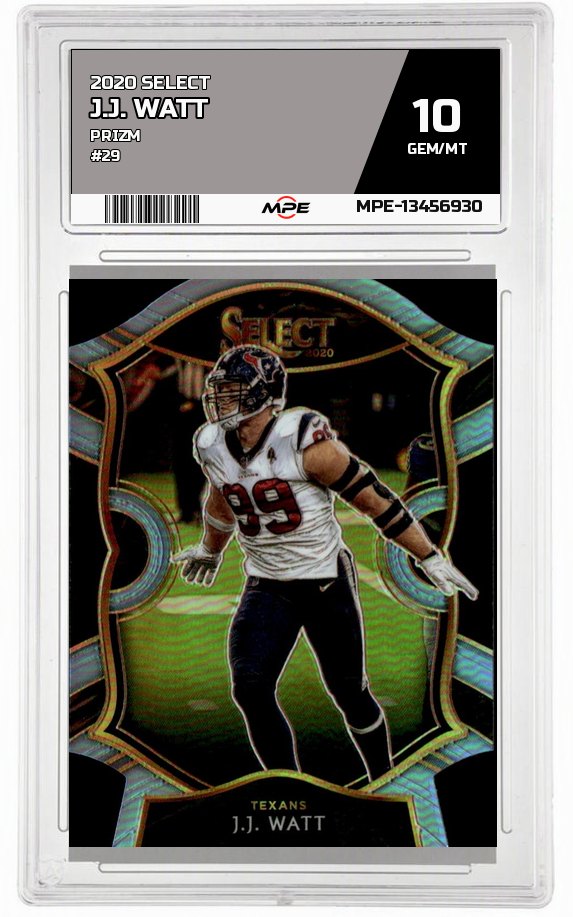 2020 SELECT PRIZM #29 J.J. WATT MPE 10 GEM/MT — graded card auctioned from the MPE vault