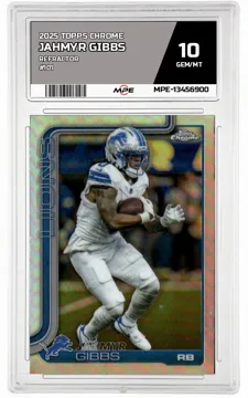 2025 TOPPS CHROME REFRACTOR #101 JAHMYR GIBBS MPE 10 GEM/MT — graded card up for auction