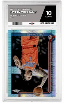 2025 TOPPS CHROME PRIZM Refractor #105 JAYLIN WILLIAMS MPE 10 GEM/MT — graded card up for auction