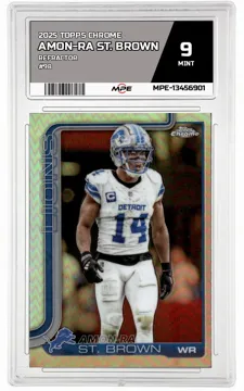 2025 TOPPS CHROME REFRACTOR #98 AMON-RA ST. BROWN MPE 9 MINT — graded card up for auction