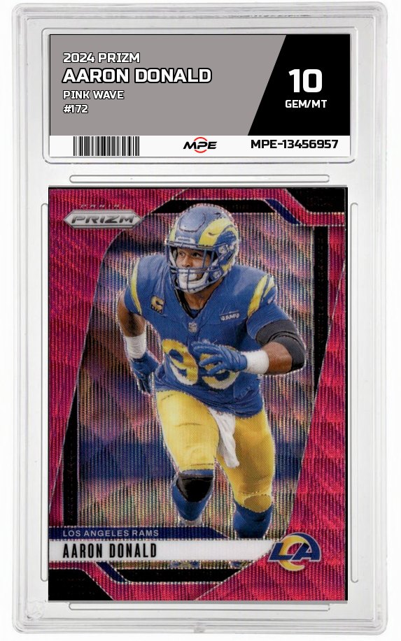 2024 PRIZM PINK WAVE #172 AARON DONALD MPE 10 GEM/MT — graded card auctioned from the MPE vault