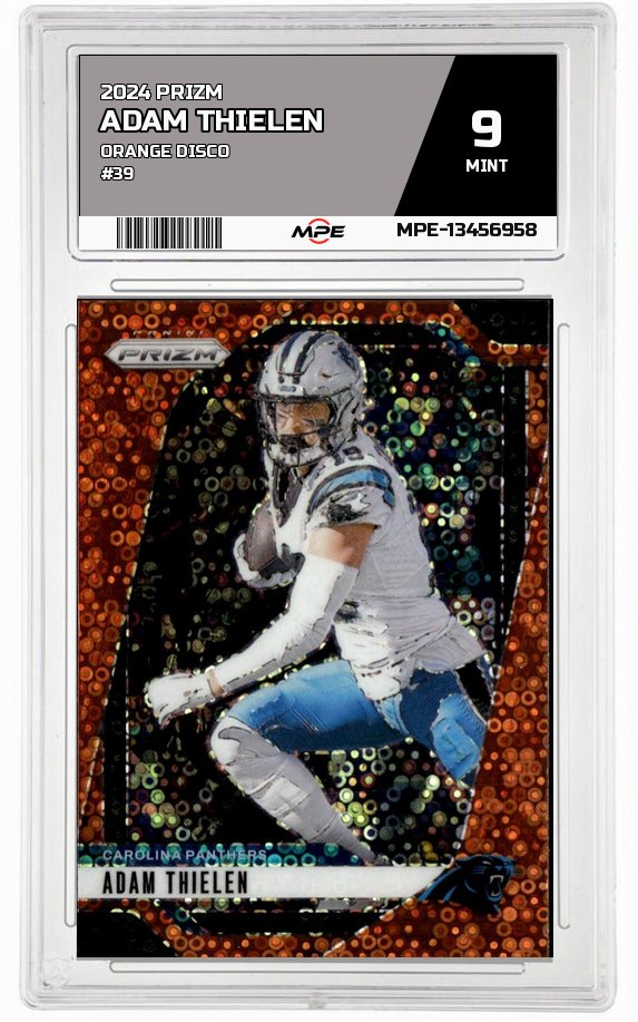 2024 PRIZM Orange Disco #39 ADAM THIELEN MPE 9 MINT — graded card auctioned from the MPE vault
