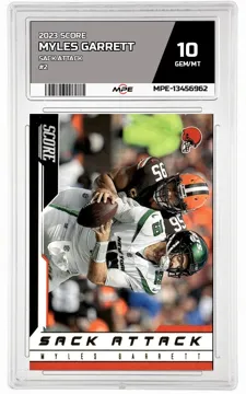 2023 SCORE SACK ATTACK #2 MYLES GARRETT MPE 10 GEM/MT — graded card up for auction