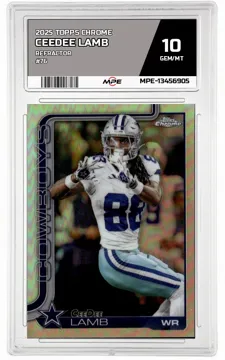 2025 TOPPS CHROME REFRACTOR #76 CEEDEE LAMB MPE 10 GEM/MT — graded card up for auction