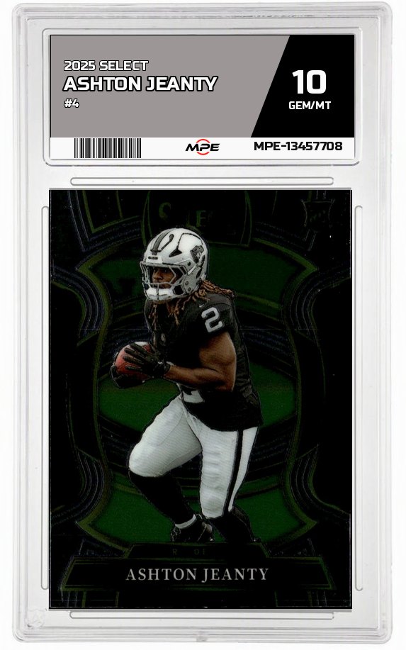 2025 SELECT #4 ASHTON JEANTY MPE 10 GEM/MT — graded card auctioned from the MPE vault