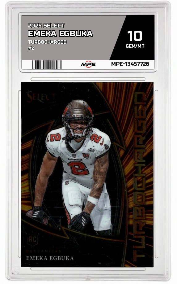 2025 SELECT Turbocharged #2 EMEKA EGBUKA MPE 10 GEM/MT — graded card auctioned from the MPE vault