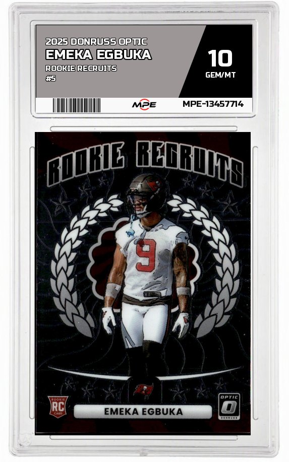2025 DONRUSS OPTIC ROOKIE RECRUITS #5 EMEKA EGBUKA MPE 10 GEM/MT — graded card auctioned from the MPE vault
