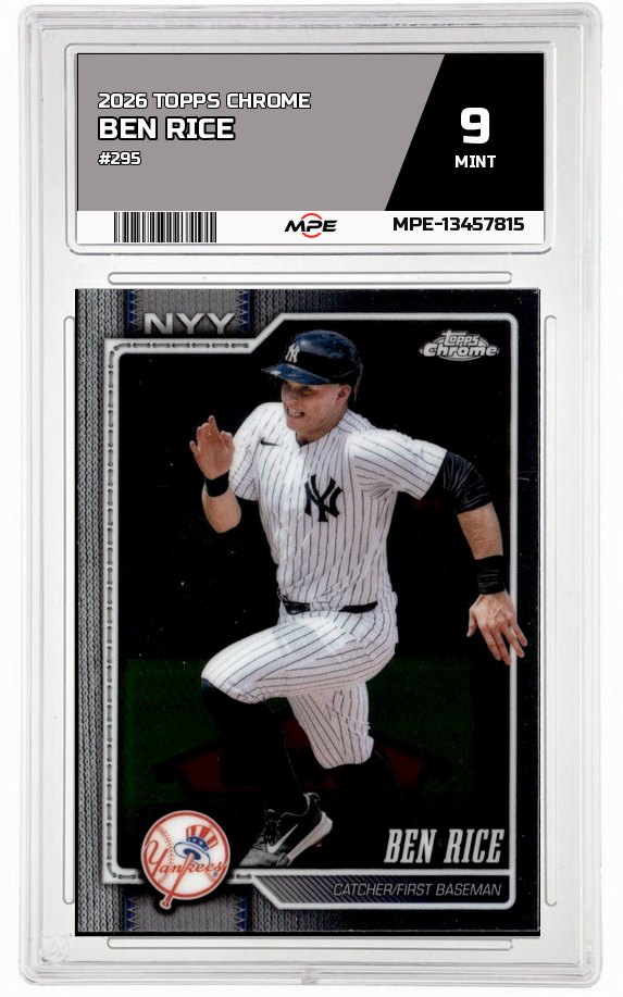 2026 TOPPS CHROME #295 BEN RICE MPE 9 MINT — graded card auctioned from the MPE vault