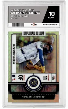 2026 TOPPS CHROME BIG TICKET PLAYER #BTP-12 JACKSON CHOURIO MPE 10 GEM/MT — graded card up for auction