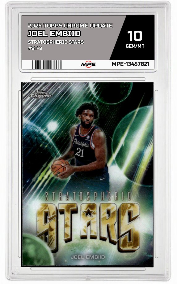 2025 TOPPS CHROME UPDATE STRATOSPHERIC STARS #ST-8 JOEL EMBIID MPE 10 GEM/MT — graded card auctioned from the MPE vault