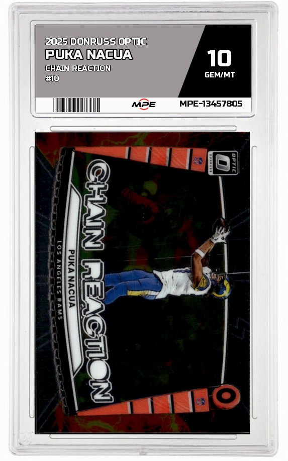 2025 DONRUSS OPTIC CHAIN REACTION #10 PUKA NACUA MPE 10 GEM/MT — graded card auctioned from the MPE vault