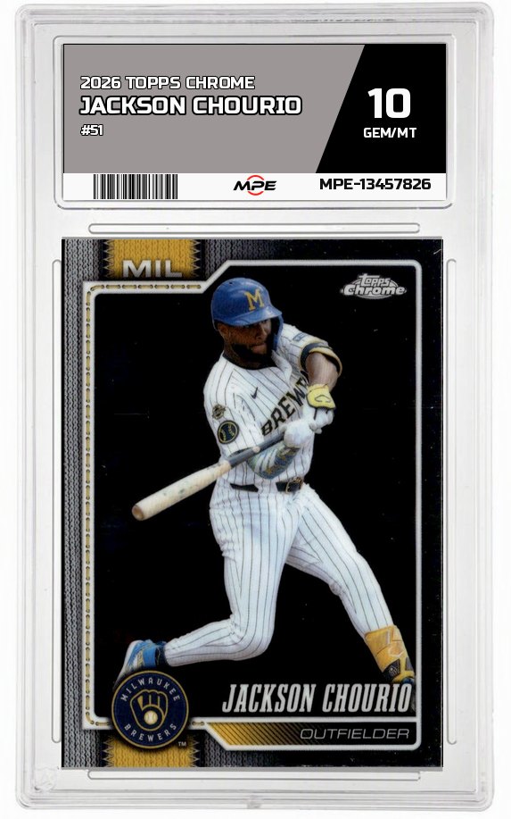 2026 TOPPS CHROME #51 JACKSON CHOURIO MPE 10 GEM/MT — graded card auctioned from the MPE vault