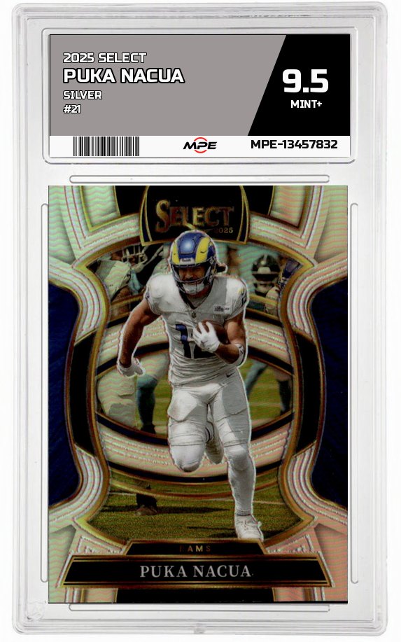 2025 SELECT SILVER #21 PUKA NACUA MPE 9.5 MINT+ — graded card auctioned from the MPE vault