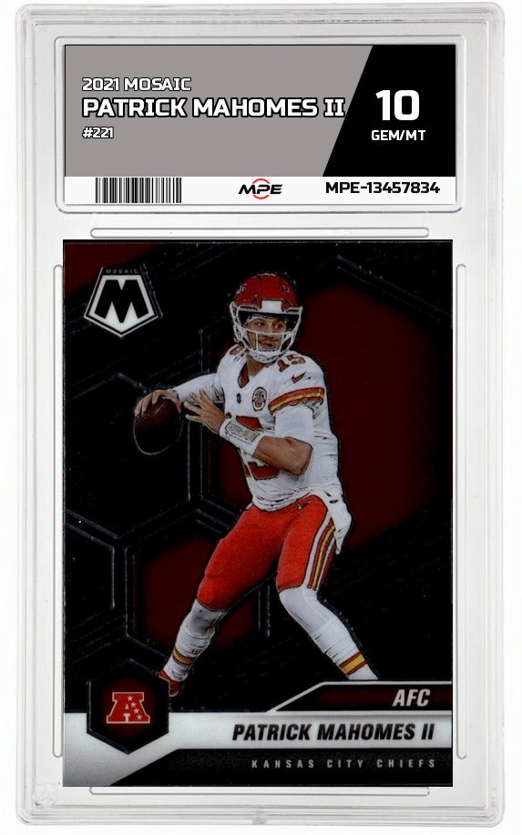 2021 MOSAIC #221 PATRICK MAHOMES II MPE 10 GEM/MT — graded card auctioned from the MPE vault
