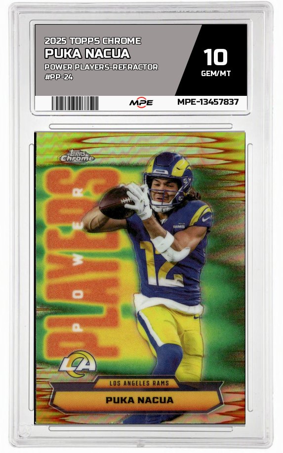 2025 TOPPS CHROME POWER PLAYERS-REFRACTOR #PP-24 PUKA NACUA MPE 10 GEM/MT — graded card auctioned from the MPE vault