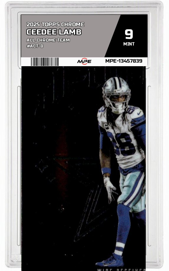 2025 TOPPS CHROME ALL CHROME TEAM #ACT-8 CEEDEE LAMB MPE 9 MINT — graded card auctioned from the MPE vault