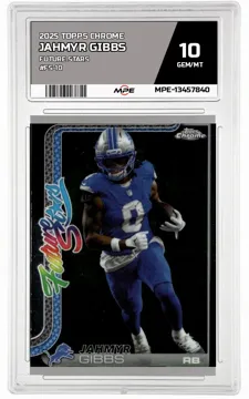 2025 TOPPS CHROME FUTURE STARS #FS-10 JAHMYR GIBBS MPE 10 GEM/MT — graded card up for auction