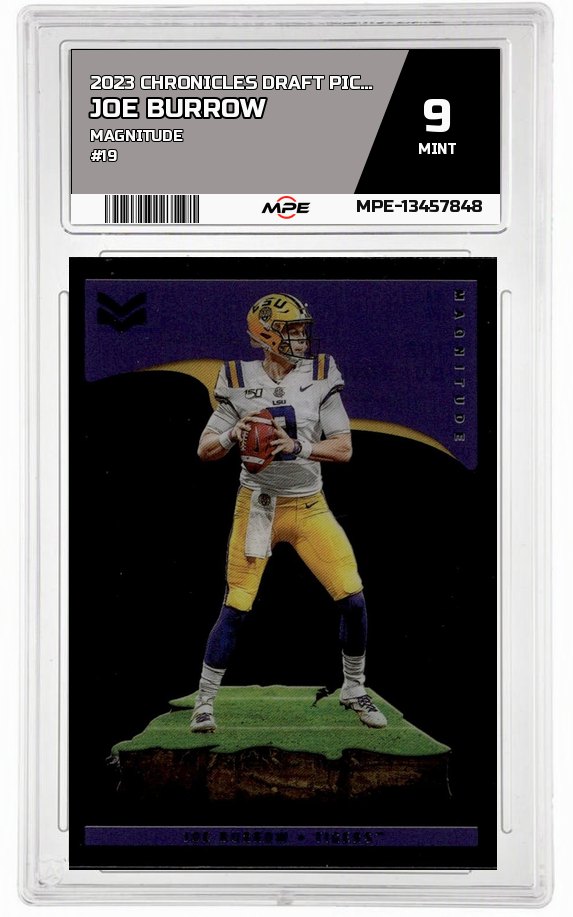 2023 CHRONICLES DRAFT PICKS MAGNITUDE #19 JOE BURROW MPE 9 MINT — graded card auctioned from the MPE vault