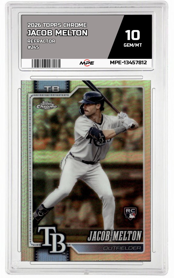 2026 TOPPS CHROME REFRACTOR #245 JACOB MELTON MPE 10 GEM/MT — graded card auctioned from the MPE vault