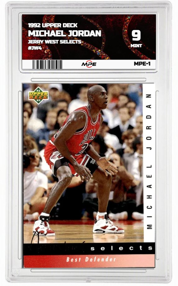 1992 UPPER DECK JERRY WEST SELECTS #JW4 MICHAEL JORDAN MPE 9 MINT — graded card auctioned from the MPE vault