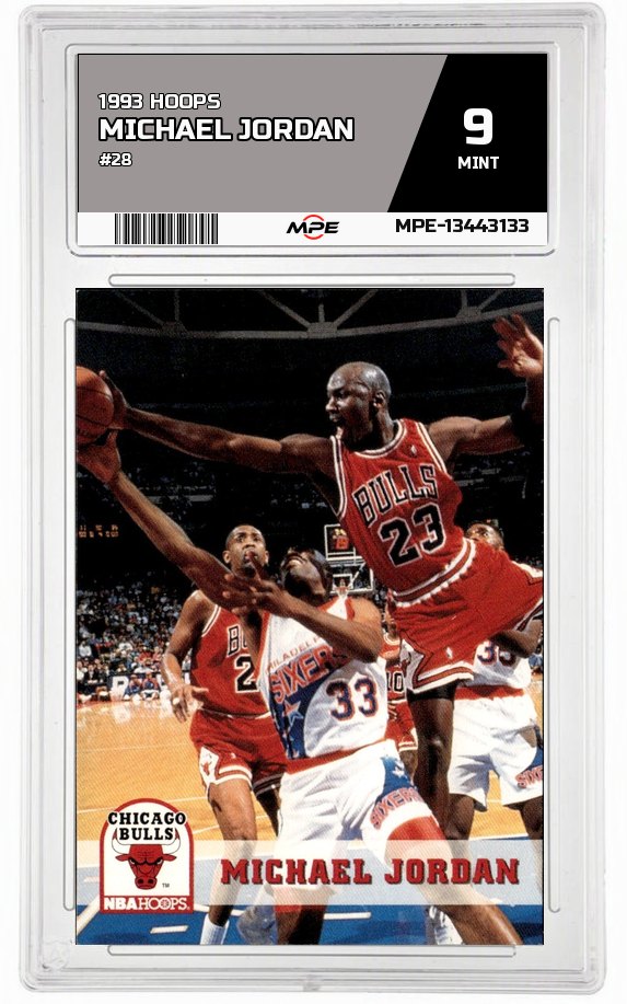 1993 HOOPS #28 MICHAEL JORDAN MPE 9 MINT — graded card auctioned from the MPE vault