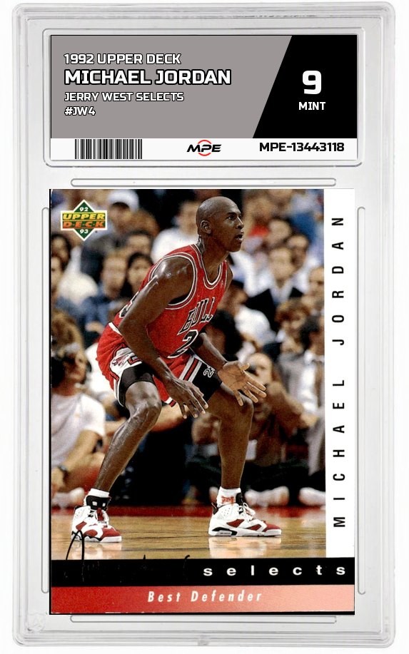 1992 UPPER DECK JERRY WEST SELECTS #JW4 MICHAEL JORDAN MPE 9 MINT — graded card auctioned from the MPE vault