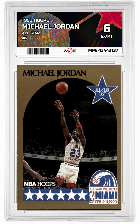 1990 HOOPS ALL STAR #5 MICHAEL JORDAN MPE 6 EX/MT — graded card auctioned from the MPE vault