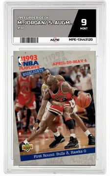 1993 UPPER DECK #180 M. JORDAN/ S. AUGMON MPE 9 MINT — graded card up for auction
