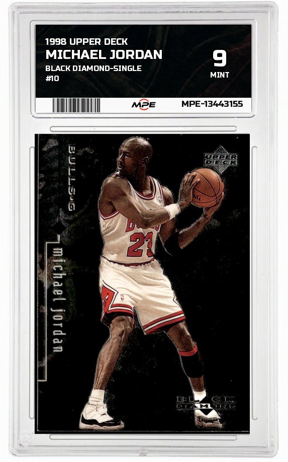 1998 UPPER DECK BLACK DIAMOND-SINGLE #10 MICHAEL JORDAN MPE 9 MINT — graded card auctioned from the MPE vault