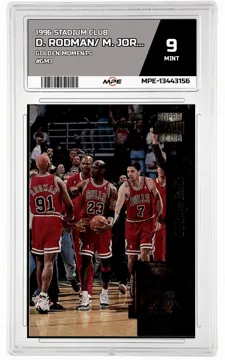 1996 STADIUM CLUB GOLDEN MOMENTS #GM3 D. RODMAN/ M. JORDAN MPE 9 MINT — graded card up for auction