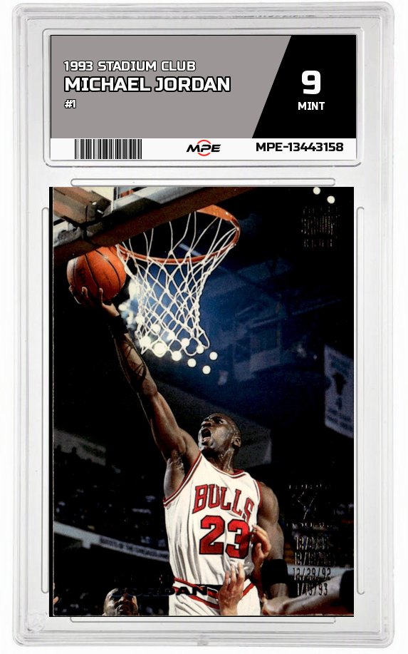1993 STADIUM CLUB #1 MICHAEL JORDAN MPE 9 MINT — graded card auctioned from the MPE vault
