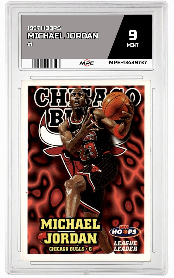 1997 HOOPS #1 MICHAEL JORDAN MPE 9 MINT — graded card auctioned from the MPE vault