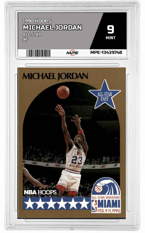 1990 HOOPS ALL STAR #5 MICHAEL JORDAN MPE 9 MINT — graded card auctioned from the MPE vault