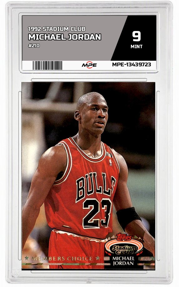 1992 STADIUM CLUB #210 MICHAEL JORDAN MPE 9 MINT — graded card auctioned from the MPE vault