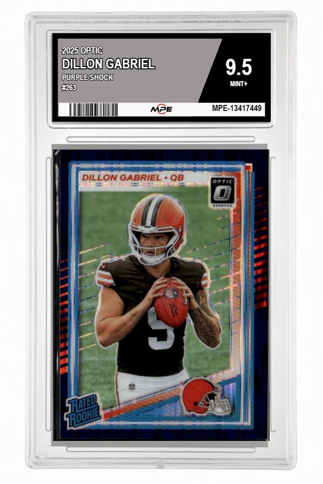 2025 OPTIC PURPLE SHOCK #263 DILLON GABRIEL MPE 9.5 MINT+ — graded card up for auction