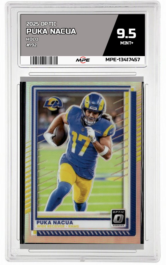 2025 OPTIC HOLO #192 PUKA NACUA MPE 9.5 MINT+ — graded card auctioned from the MPE vault