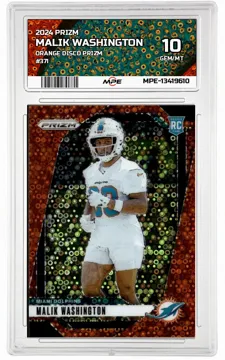 2024 PRIZM ORANGE DISCO PRIZM #371 MALIK WASHINGTON MPE 10 GEM/MT — graded card up for auction