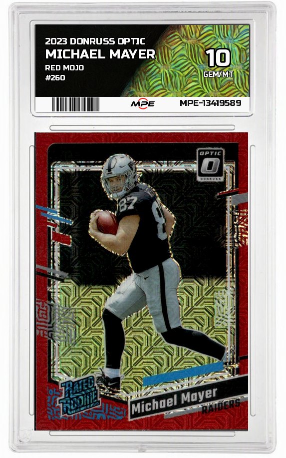2023 DONRUSS OPTIC RED MOJO #260 MICHAEL MAYER MPE 10 GEM/MT — graded card auctioned from the MPE vault