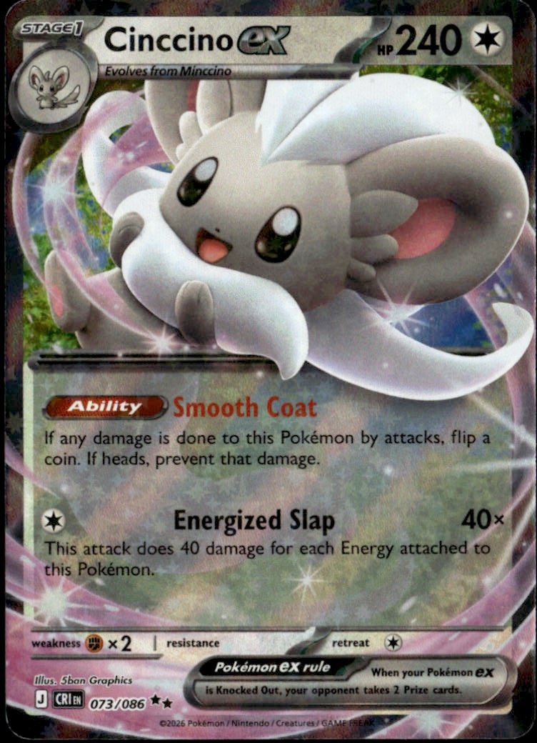 2026 Pokemon Mega Evolution cinccino ex graded slab