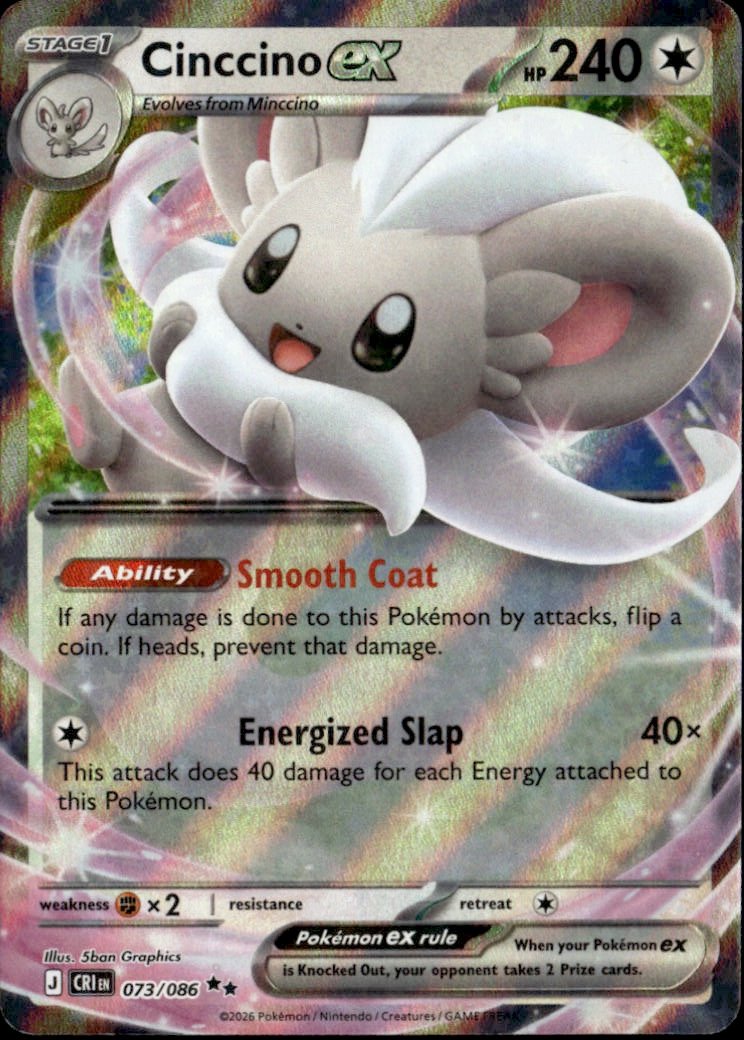 2026 Pokemon Mega Evolution cinccino ex graded slab
