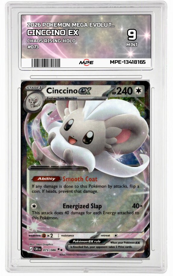 2026 POKEMON MEGA EVOLUTION CHAOS RISING-HOLO #073 cinccino ex MPE 9 MINT — graded card auctioned from the MPE vault