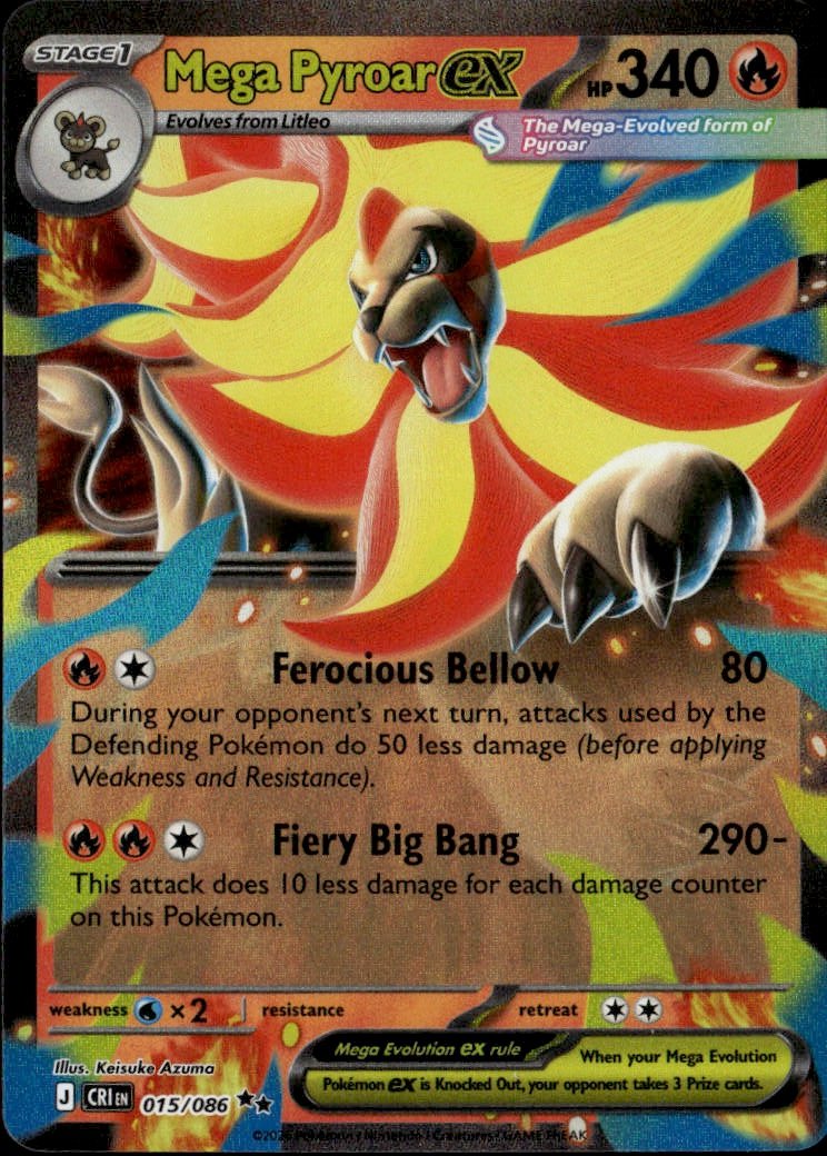 2023 Pokemon Cri Mega Pyroar Ex graded slab