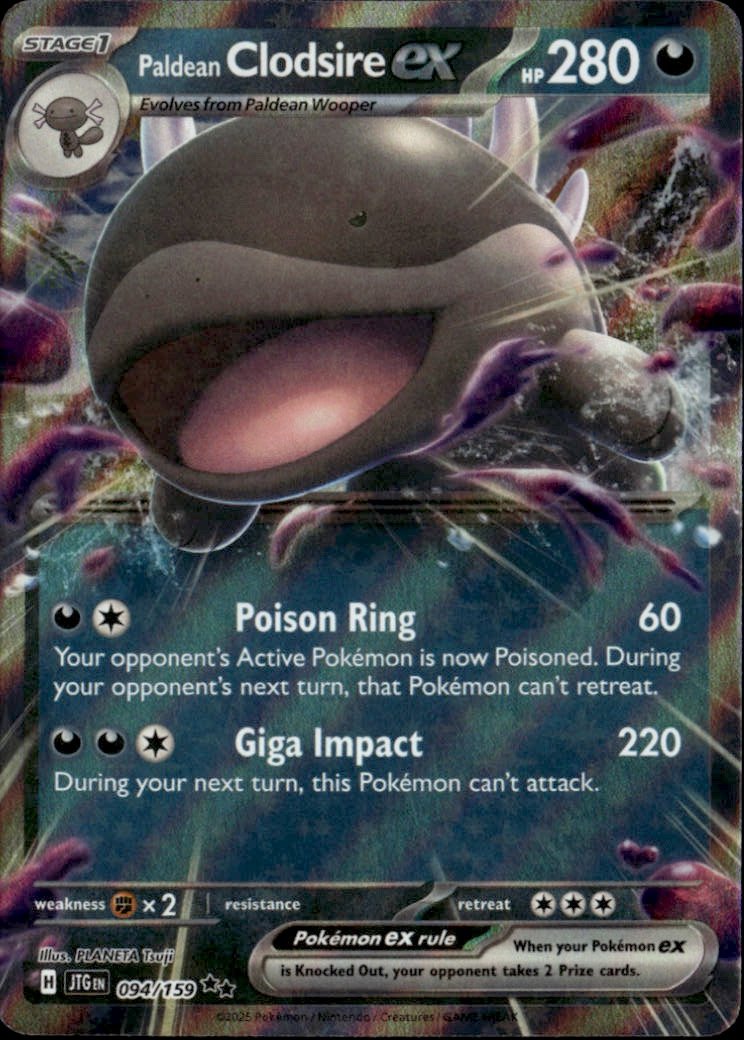 2025 POKEMON JTG CLODSIRE EX graded slab