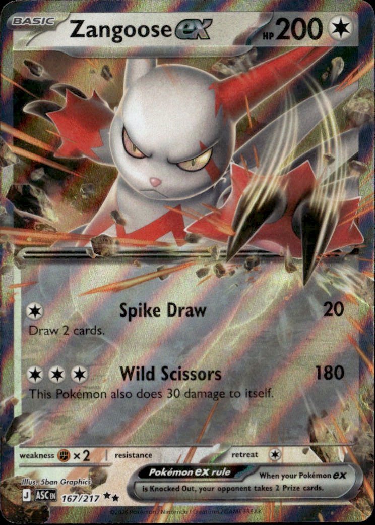 2026 Pokemon Asc Zangoose Ex graded slab