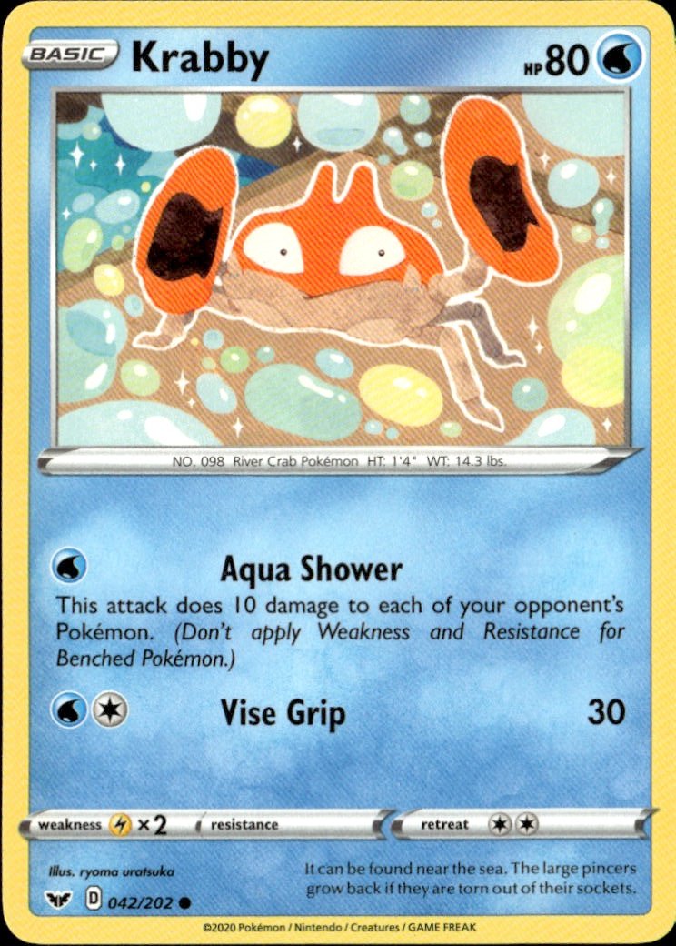 2020 Pokemon Sword And Shield Krabby graded slab