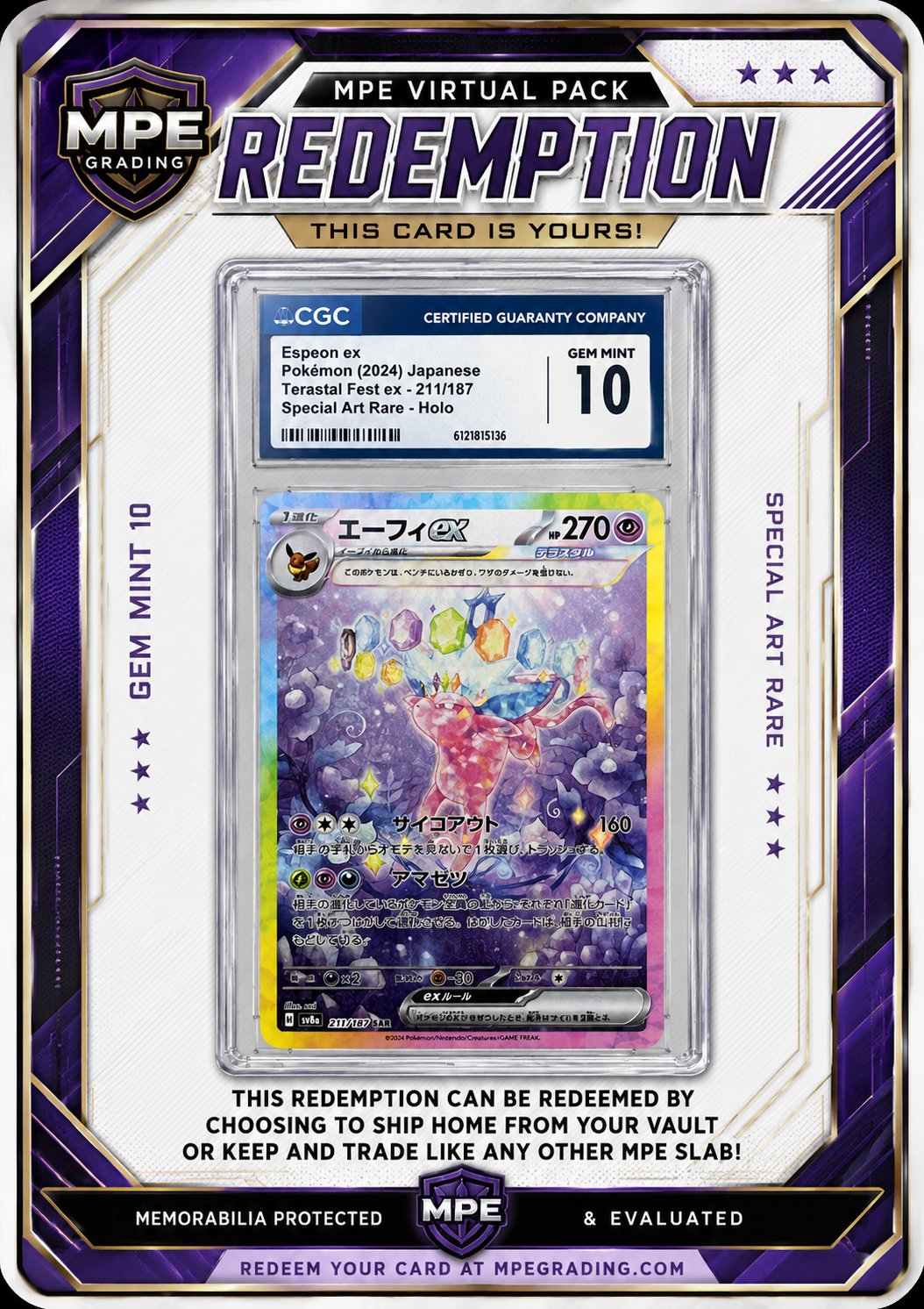 Congratulations!! Redemption Card! graded slab
