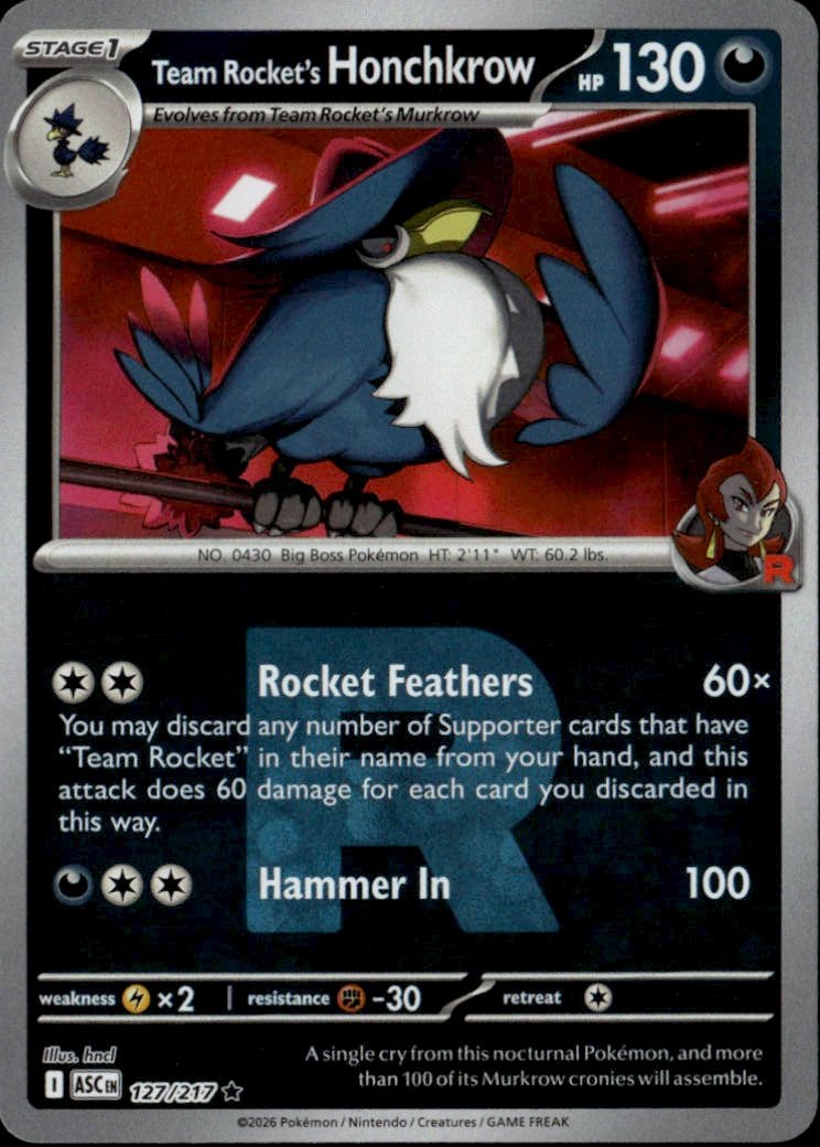 2026 Pokemon Asc Team Rocket'S Honchkrow graded slab