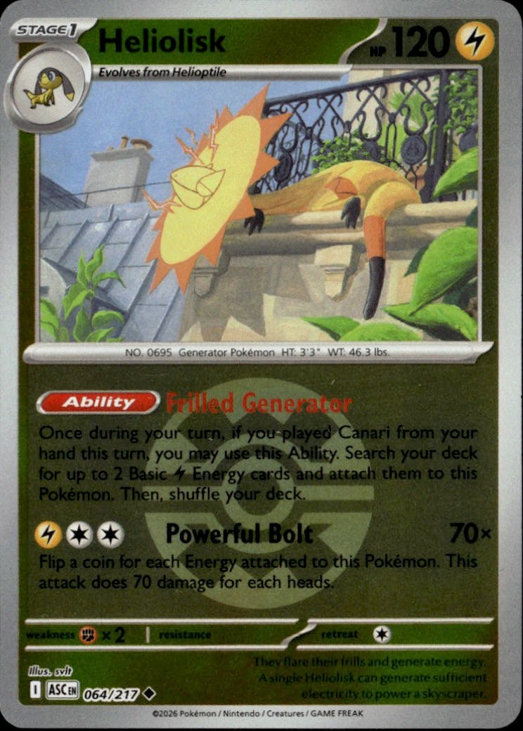 2026 Pokemon Asc Heliolisk graded slab